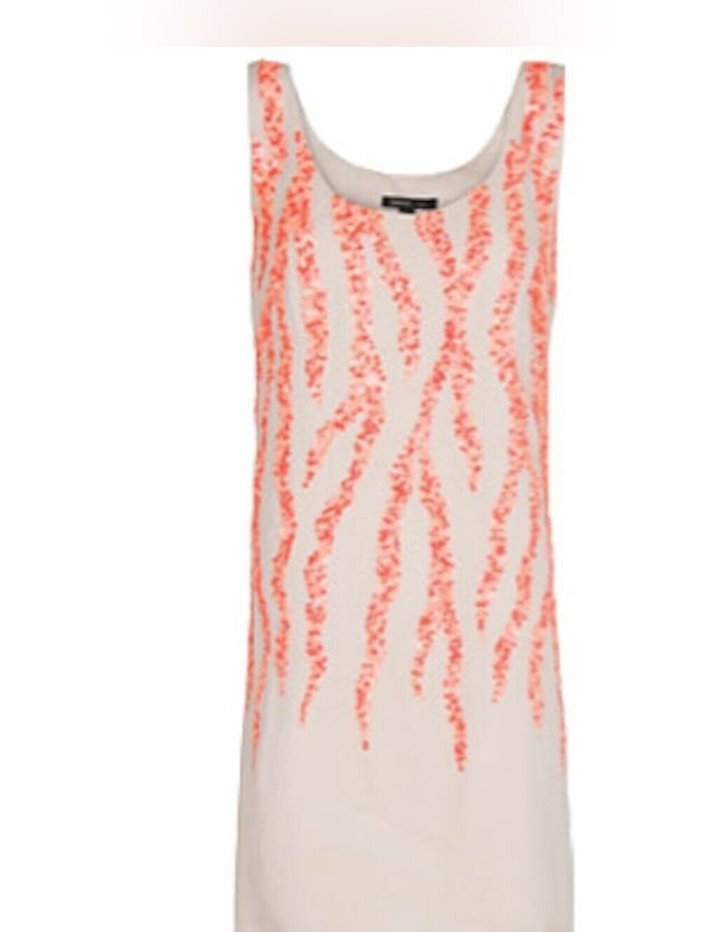 MNG Mango Neon Coral Motif Sequin Shift Dress XS Resort Glam Vacation Cocktail